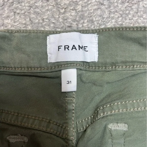 Frame Jeans Mens 31x26 Green L Homme Slim Wash Military Stretch Pants Denim - Picture 6 of 11